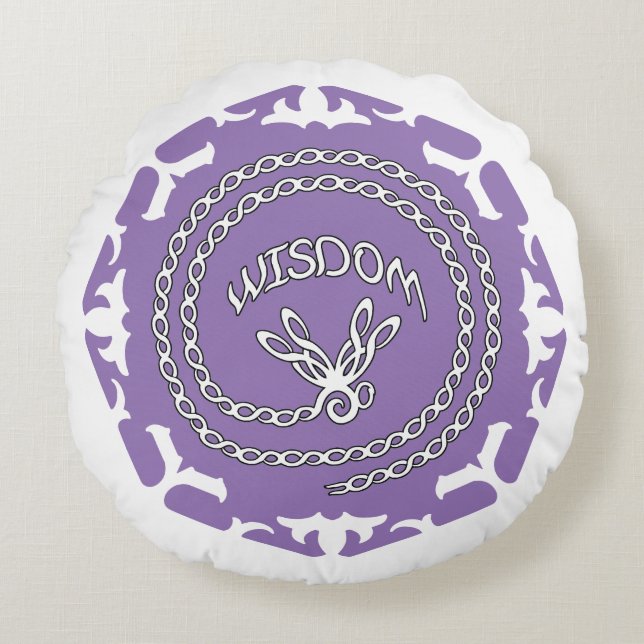 Almofada Redonda Purple Crown Chakra "Wisdom" Dragonfly White BG (Frente)