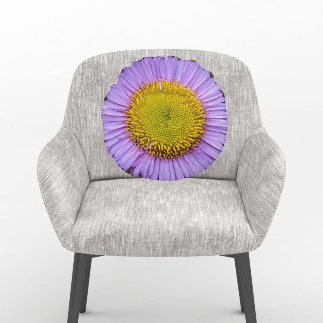 Almofada Redonda Purple Fleabane Daisy Floral (In Situ Chair)