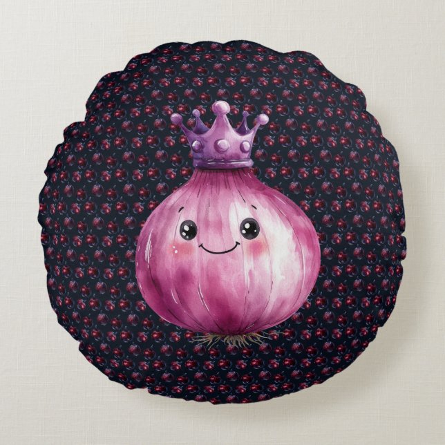 Almofada Redonda Purple Onion Queen Round Throw Pillow (Frente)