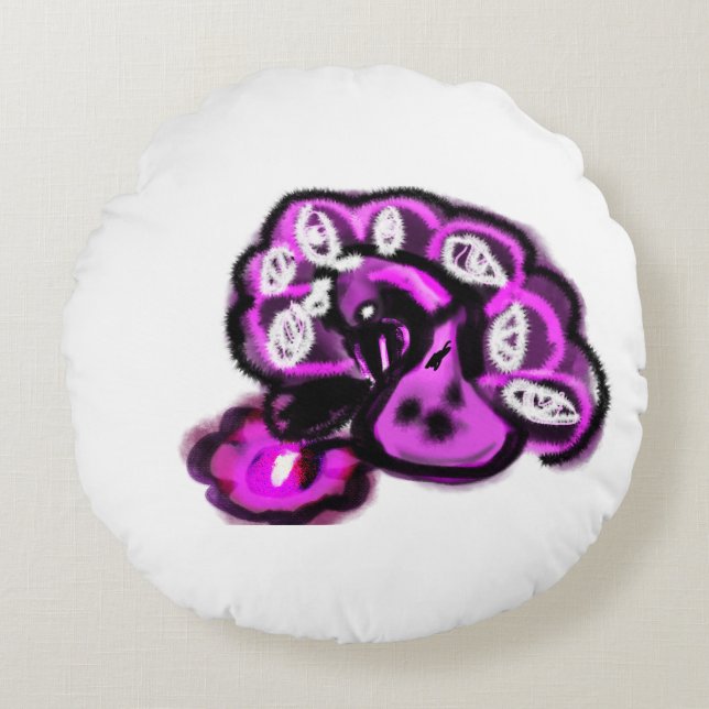 Almofada Redonda Purple peacock (Frente)