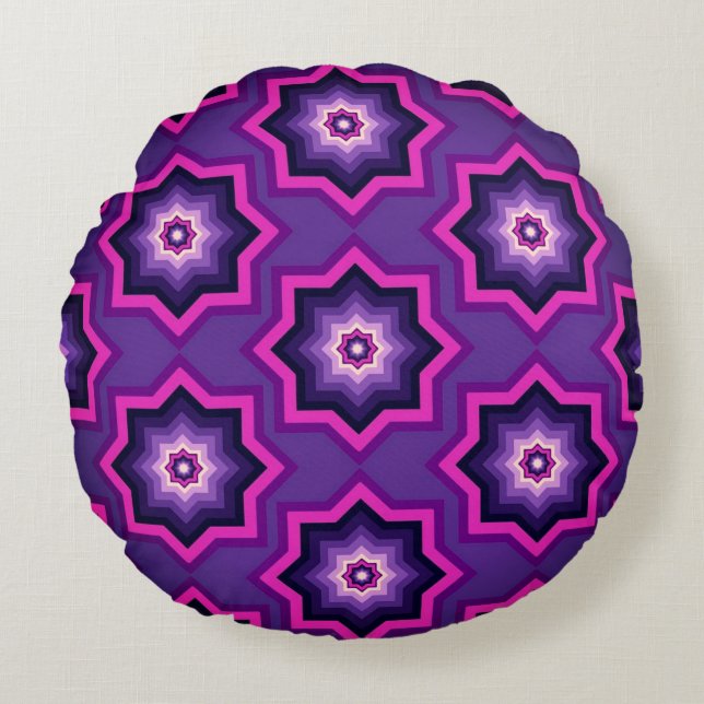 Almofada Redonda Purple Star Round Throw Pillow (Frente)