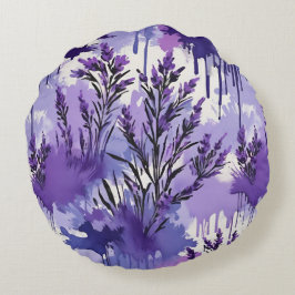 Almofada Redonda Purple Watercolor with Florals