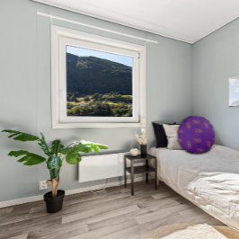 Almofada Redonda Púrpura de folhas verdes amarelas