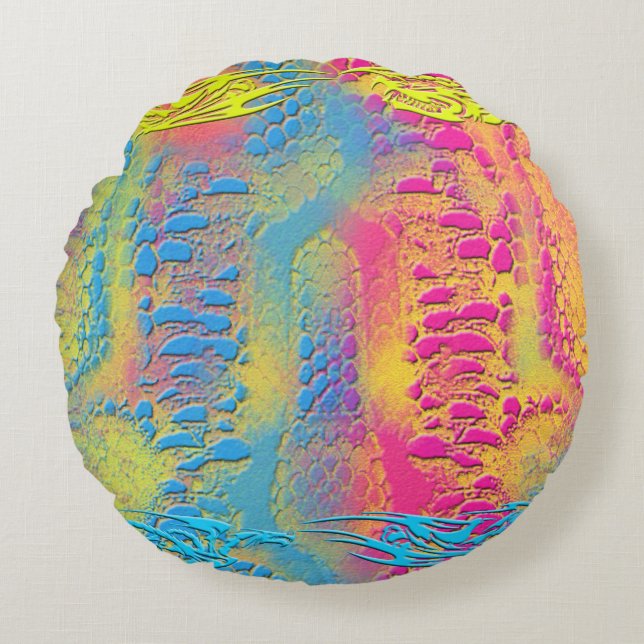 Almofada Redonda PYTHON - fractal decorativo moderno - (Frente)