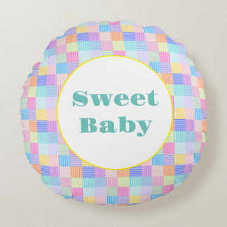 Almofada Redonda Quadrados de linha doce