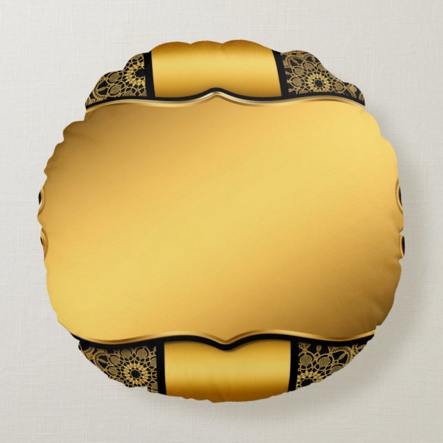 Almofada Redonda Quadro dourado da imagem de fundo (Frente)