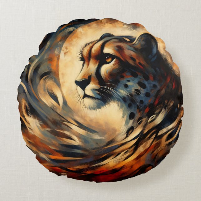 Almofada Redonda Quadro Moderno Cheetah Harlem Renascsance (Frente)
