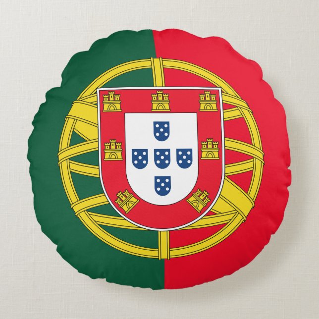 Almofada Redonda Qualidade da bandeira portuguesa (Frente)