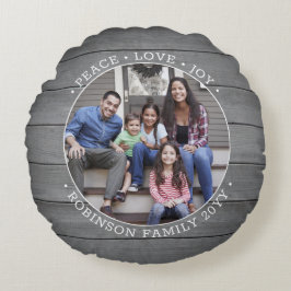 Almofada Redonda Qualquer Texto 2 Fotografia Cinza Rústica Moderna 