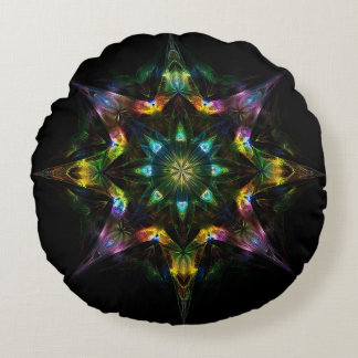 Almofada Redonda Quantum Starfire - Geometria Sagrada Mandala Cósmi
