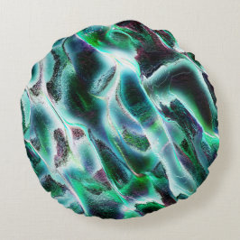 Almofada Redonda Quedas de água digitais e florestas tropicais escu