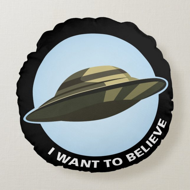 Almofada Redonda Quero Acreditar No Travesseiro Redondo (Frente)