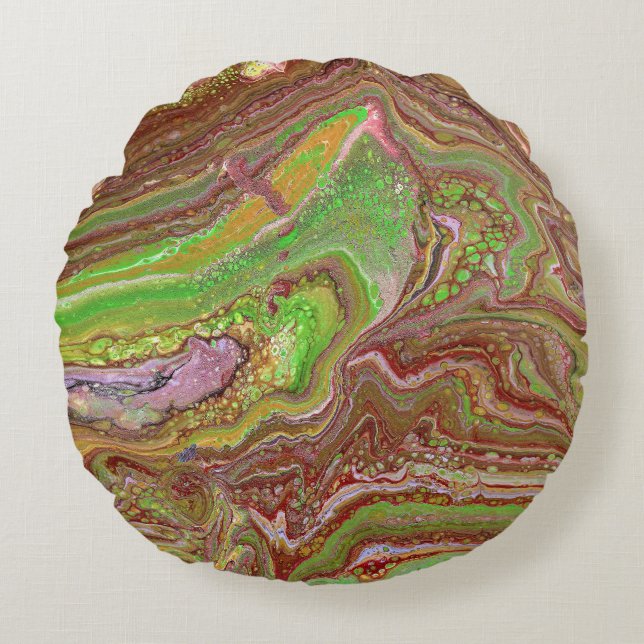 Almofada Redonda Questions 1 Wild Green Maroon Accent Pillow (Frente)