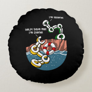 Almofada Redonda Química Science Diene e Triene Funny Piada