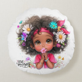 Almofada Redonda Quirky Girl ama a si mesma Travesseiro redondo