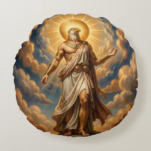 Almofada Redonda Ra – Egyptian Sun God (Frente)