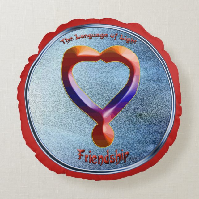 Almofada Redonda Rabiscar no símbolo da Amizade (Frente)