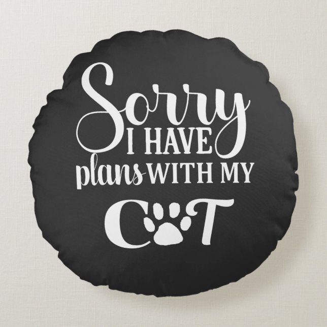 Almofada Redonda Raças de Gatos para Pessoas (Frente)