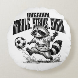 Almofada Redonda "Raccoon Soccer Star - Dribble Strike Sneak "