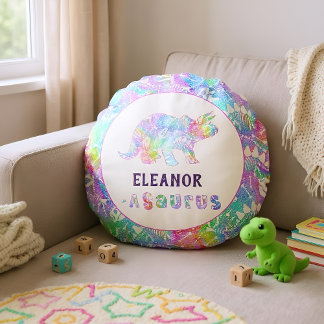 Almofada Redonda Rainbow Dinosaur Fossil Kids