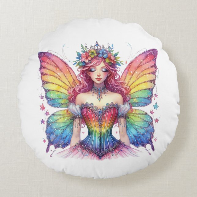 Almofada Redonda rainbow fairy (Frente)
