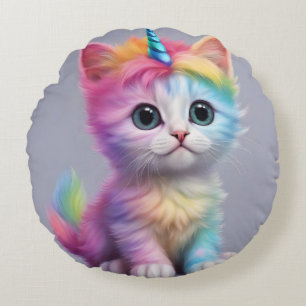 Almofada Redonda Rainbow Unicorn Kitten