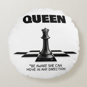 Almofada Redonda Rainha Chess, Tenha Consciência Que Pode Se Mover 