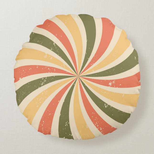 Almofada Redonda Raios curvos de safra (Frente)