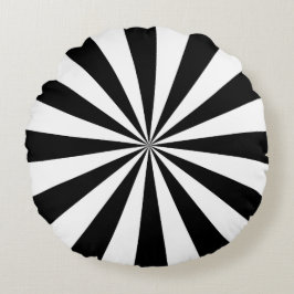 Almofada Redonda Raios retros preto e branco
