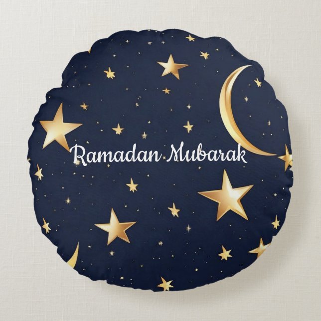Almofada Redonda Ramadan Mubarak Eid Travesseiro decorativo (Frente)