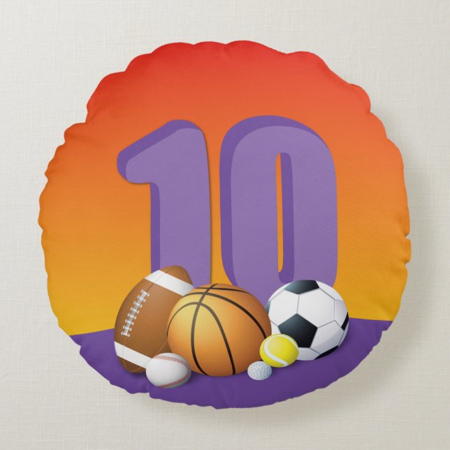 Almofada Redonda Rapariga 10º Aniversário de Esportes (Frente)