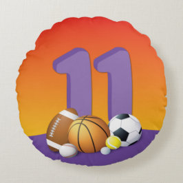 Almofada Redonda Rapariga 11 Birthday Sports Balls