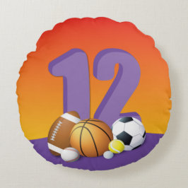 Almofada Redonda Rapariga 12 Birthday Sports Balls