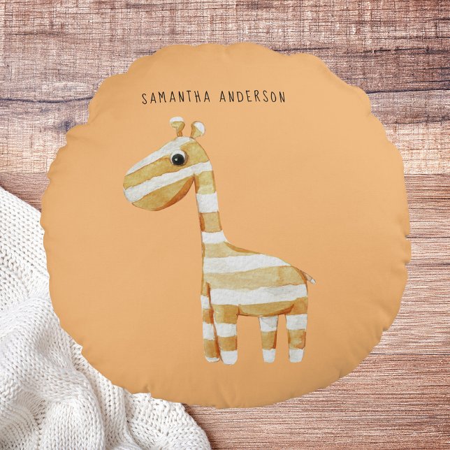 Almofada Redonda Rapariga Laranja De Bela Moderna Com Nome (Criador carregado)