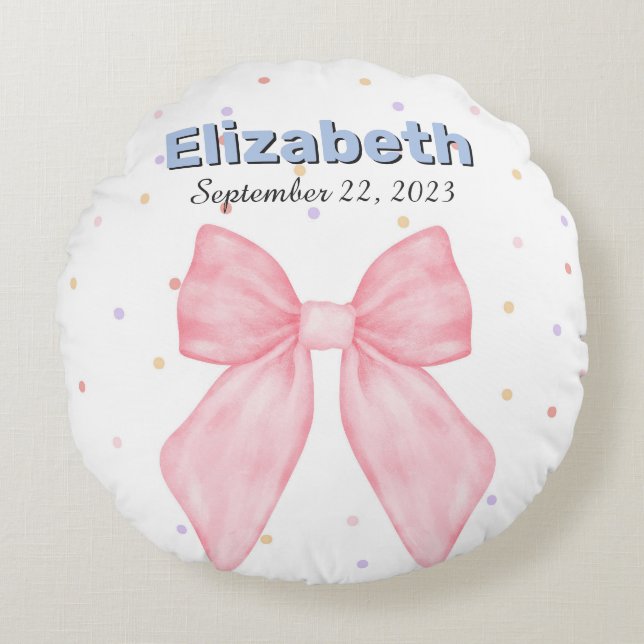 Almofada Redonda Rapariga Personalizada de Nome Personalizada de Ar (Frente)