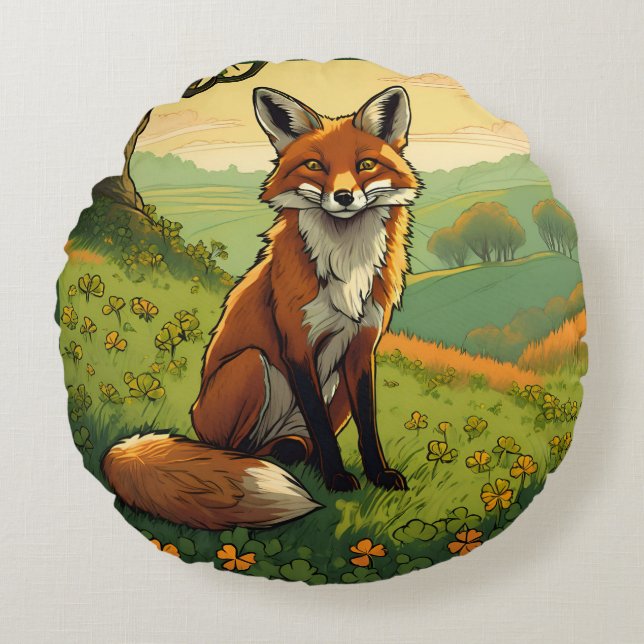 Almofada Redonda Raposa nos Camarões (Frente)