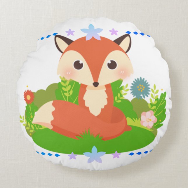 Almofada Redonda Raposa-Pequena (Frente)