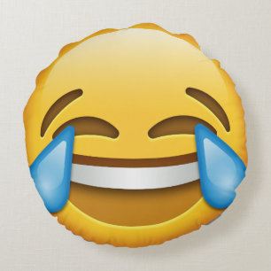 Almofada Redonda Rasgos do travesseiro engraçado do emoji da