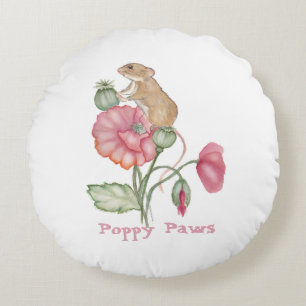 Almofada Redonda Rato Cute Blooming em Poppy
