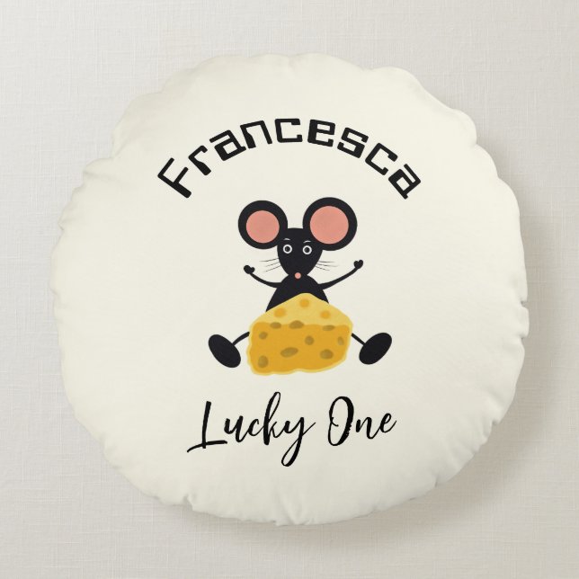Almofada Redonda Rato pequeno com queijo (Frente)