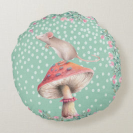 Almofada Redonda Rato sonhador - Ilustração de Aquarela