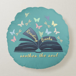 Almofada Redonda Reading Books Soothes The Soul Round Pillow