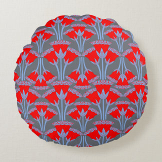 Almofada Redonda Red Bellflower Round Throw Pillow | One Owl Artist