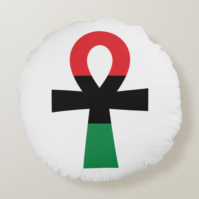 Almofada Redonda Red, Black & Green Ankh (Verso)