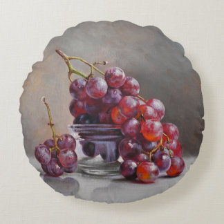 Almofada Redonda Red Grapes Still Life - from Original Oil Painting