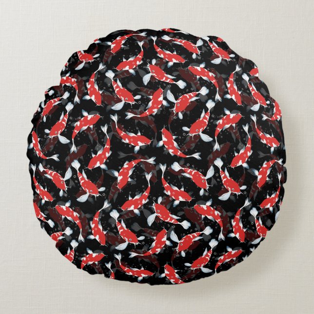 Almofada Redonda Red Koi Fish Pattern (Frente)