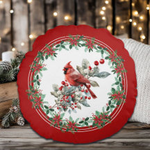 Red Mockingbird Poinsettia Borders Elegante