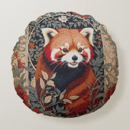 Almofada Redonda Red Panda Elegante William Morris Inspirou Floral