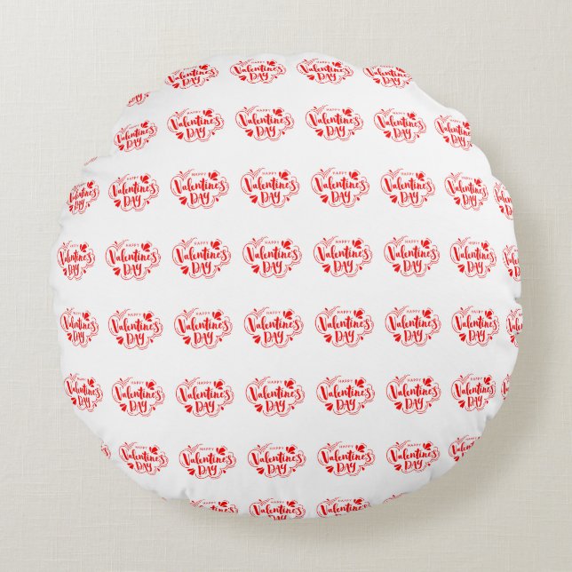 Almofada Redonda Red Pixeled Dia de os namorados Art (Frente)