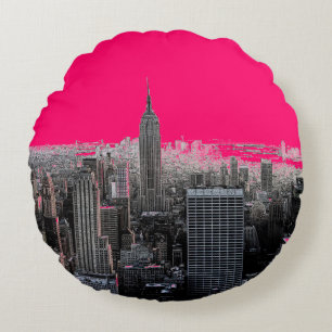 Almofada Redonda Red Pop Art Nova Iorque
